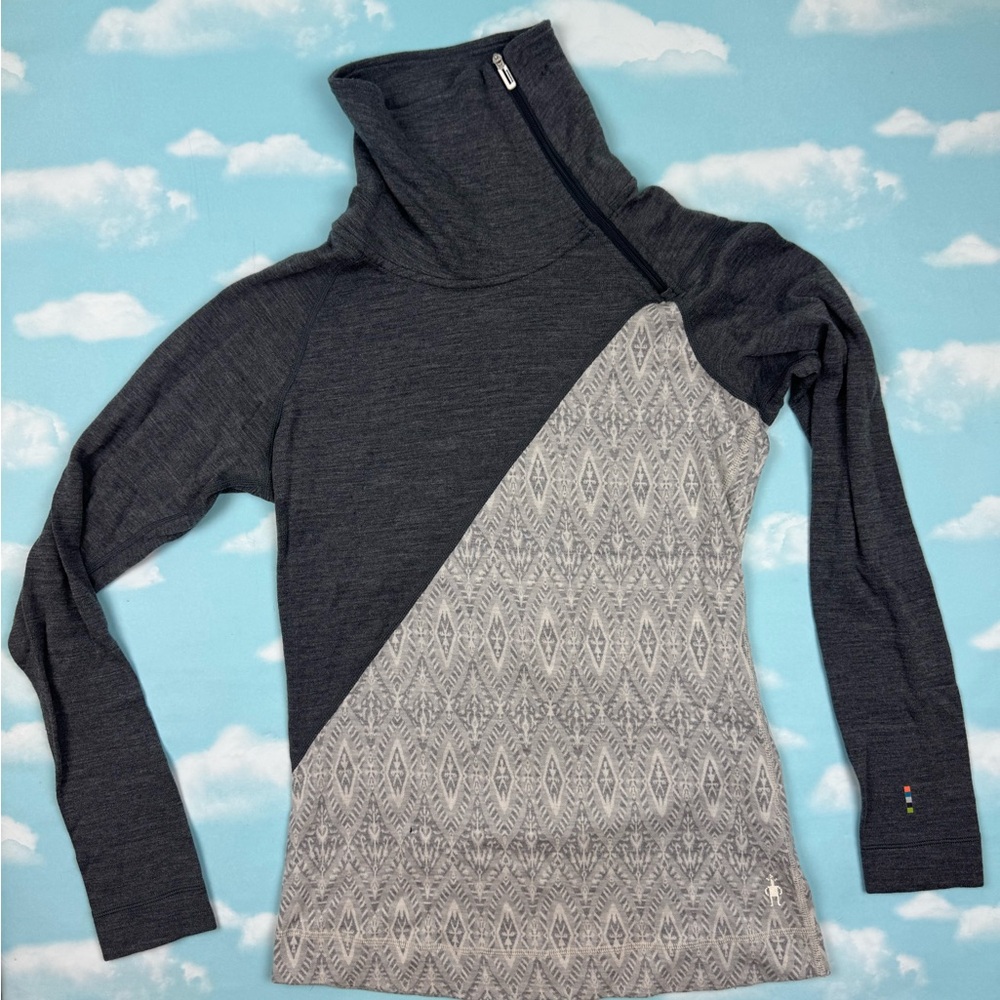 Smartwool Charcoal and Gray Women's zip Turtleneck